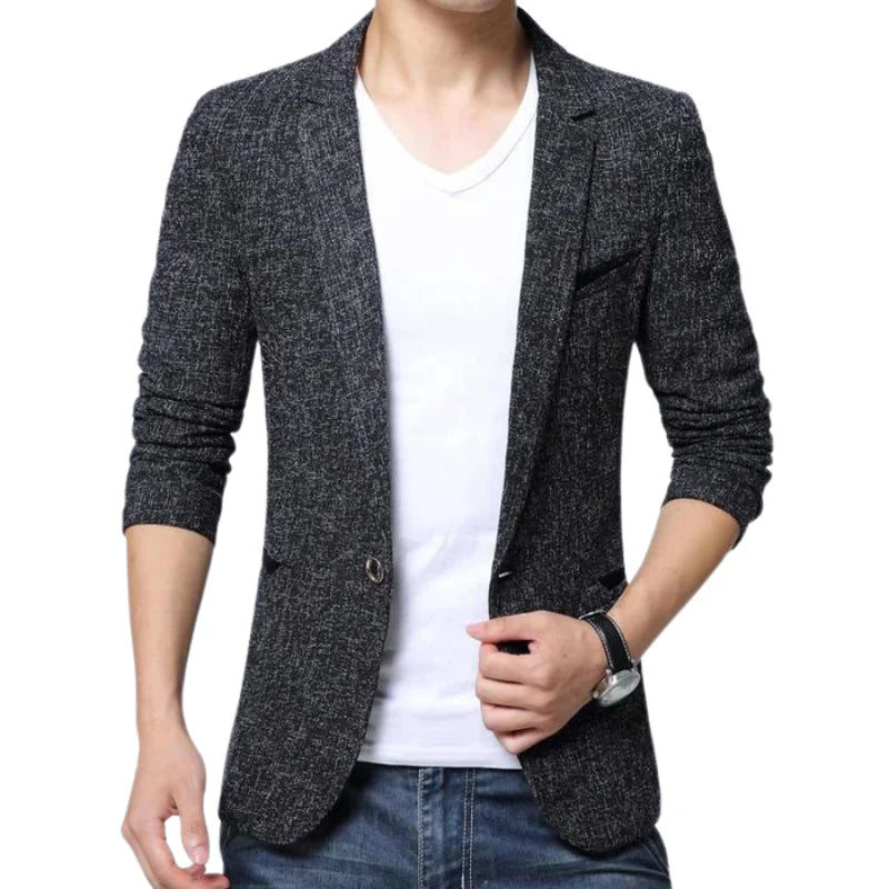 Blazer masculino Monterali MT195 com tecido premium, corte moderno e detalhes refinados. Sofisticação para ocasiões formais e sociais.

