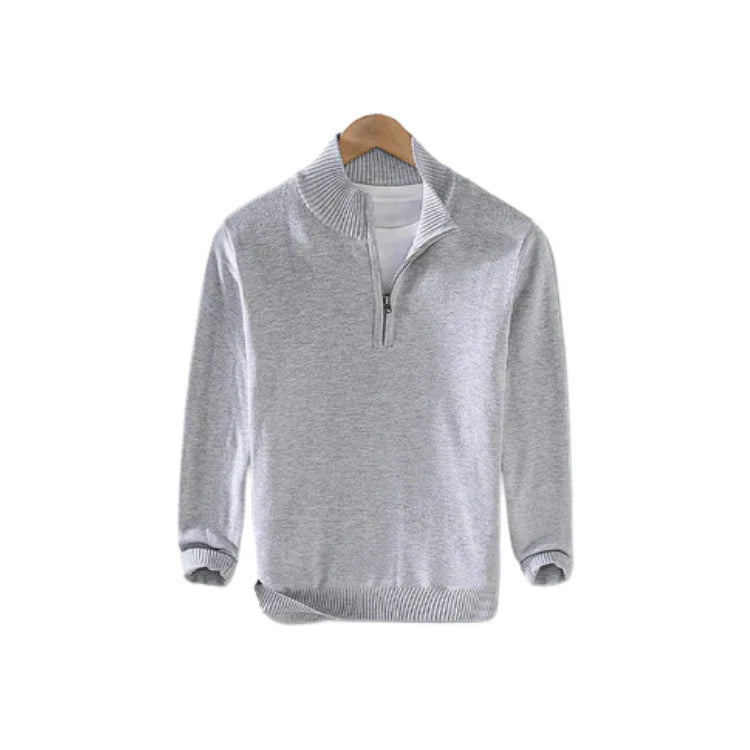 Suéter masculino Monterali MT022 com meia gola alta e zíper. Estilo refinado, tecido premium e conforto térmico para looks casuais e elegantes.

